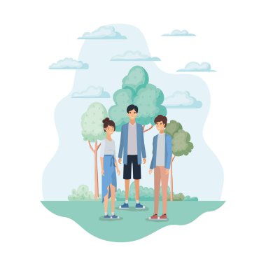 Park tasarımında kadın ve adam avatarları