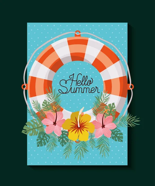Γεια σας καλοκαίρι και διακοπές σχεδιασμό πλαίσιο — Διανυσματικό Αρχείο