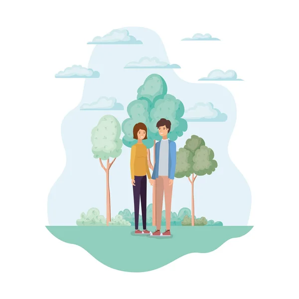 Woman and man in the park design — Stock Vector