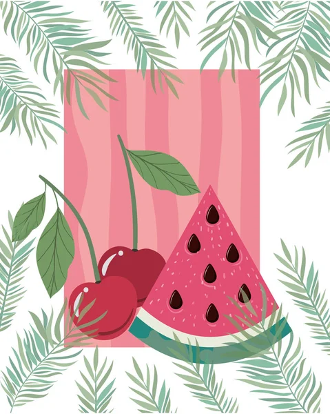 Padrão de deliciosas frutas tropicais de verão —  Vetores de Stock