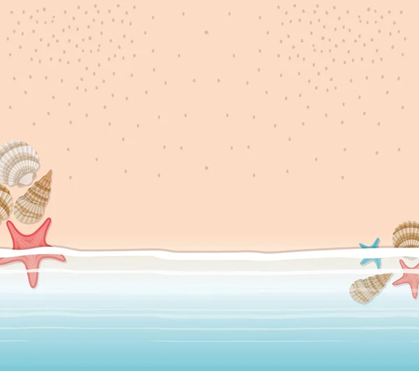 沙地设计的海贝壳和星星 — 图库矢量图片