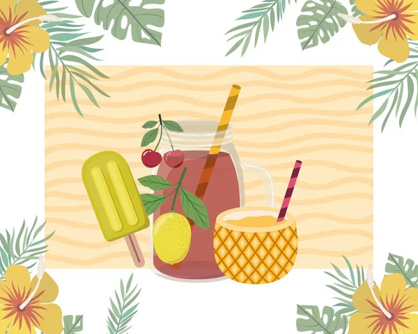 夏のさわやかな飲み物のパターン — ストックベクタ