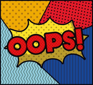 oops kelime pop art tarzı ifade vektör