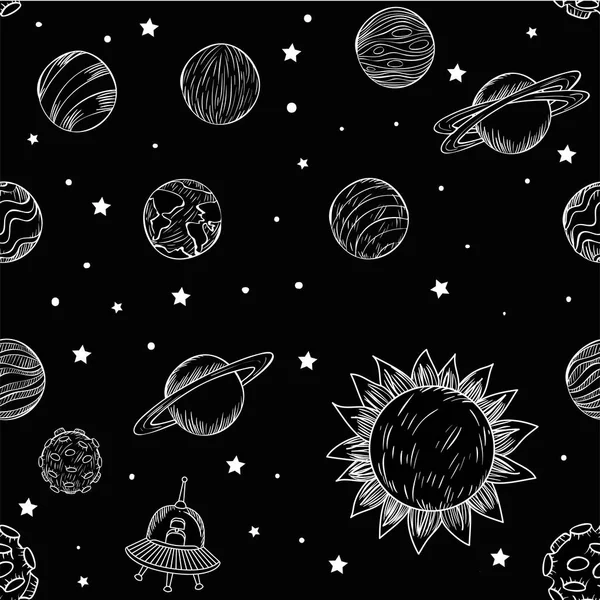 Conjunto de planetas dibuja diseño — Vector de stock