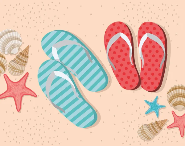 Sommer-Flip-Flops im Stranddesign — Stockvektor
