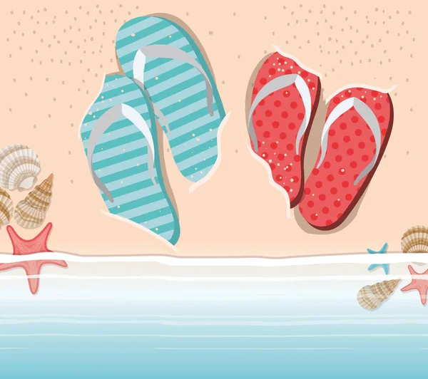 Sommar flip flops i strand designen — Stock vektor