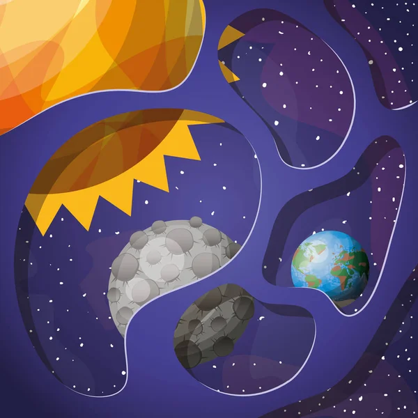 Sonnensystem Planeten und Sonne Design Vektor Illustration — Stockvektor