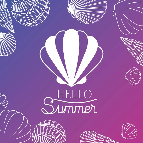 Merhaba yaz ve tatil siluet tasarımı — Stok Vektör