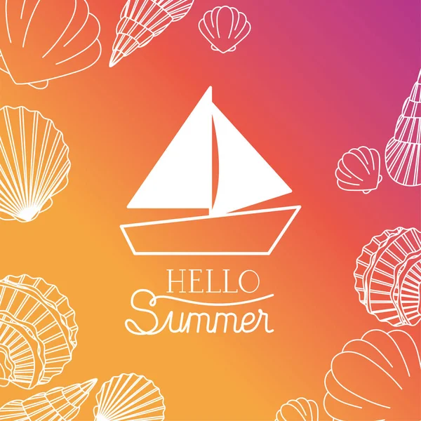 Γεια σας καλοκαίρι και διακοπές σχεδίαση σιλουέτας — Διανυσματικό Αρχείο