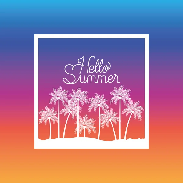 Olá verão e design de quadro de férias — Vetor de Stock