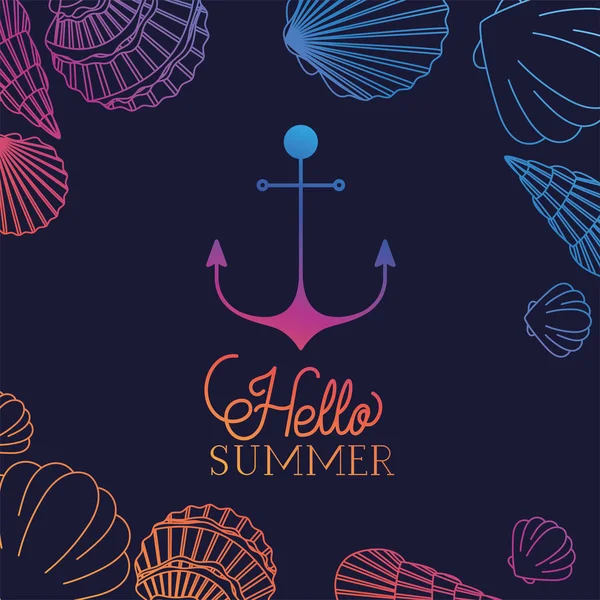 Hola diseño de silueta de verano y vacaciones — Vector de stock