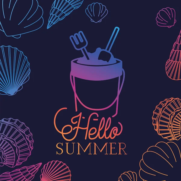 Hola diseño de silueta de verano y vacaciones — Vector de stock