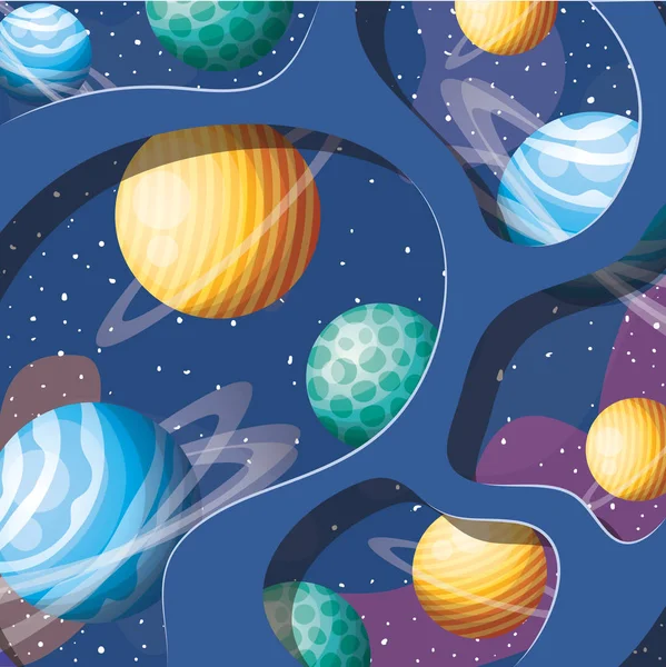 Planeten des Sonnensystems Design Vektor Illustration — Stockvektor