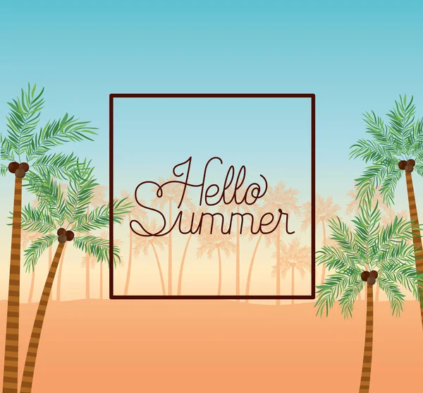 Hallo zomer en vakantie frame ontwerp — Stockvector