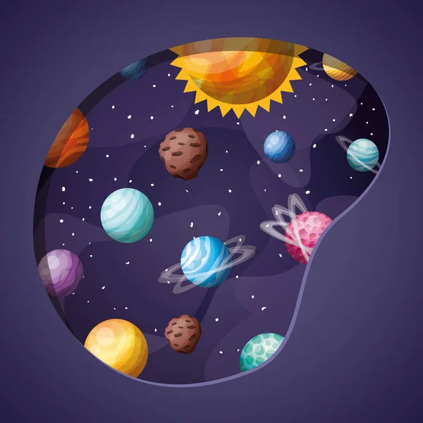 Sonnensystem Planeten und Sonne Design Vektor Illustration — Stockvektor