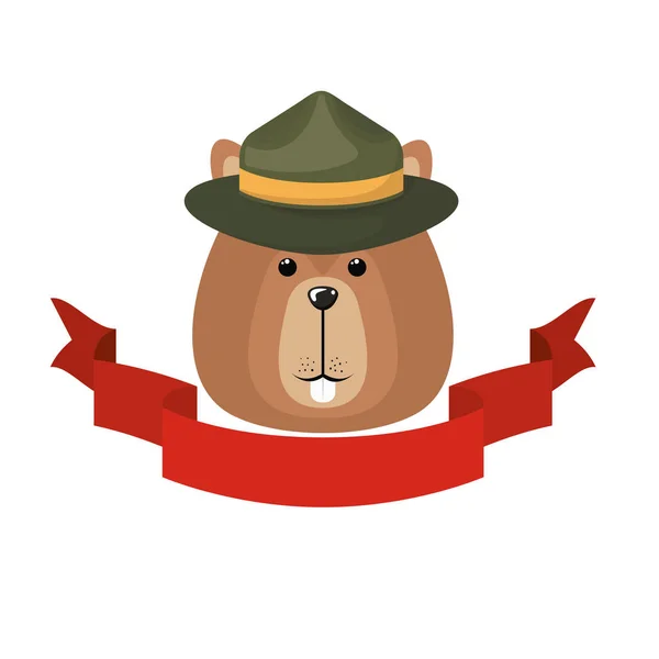 Geïsoleerde Beaver forest dierlijke design — Stockvector
