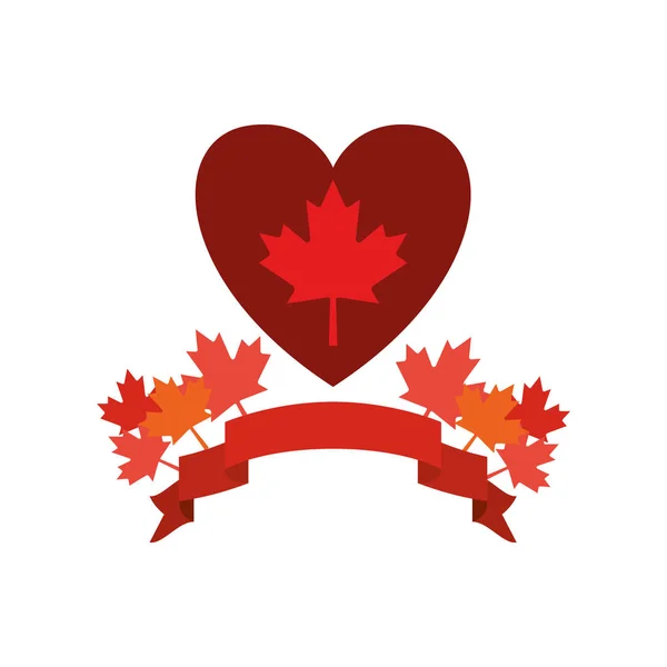 Cuore di foglia d'acero e design simbolo del Canada — Vettoriale Stock