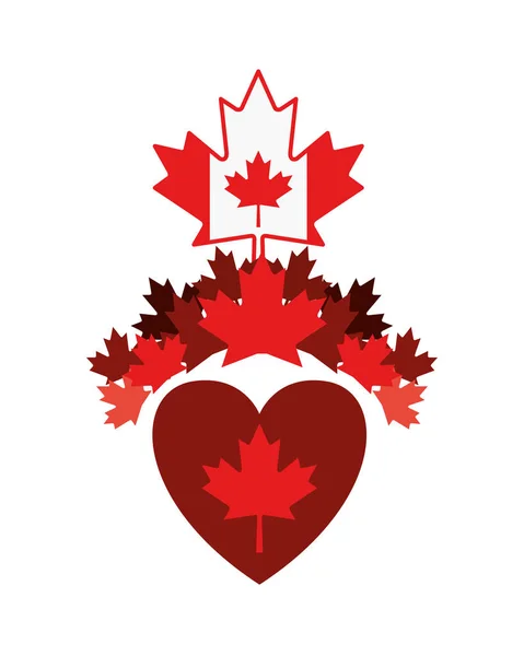 stock vector Maple leaf heart and canada symbol design