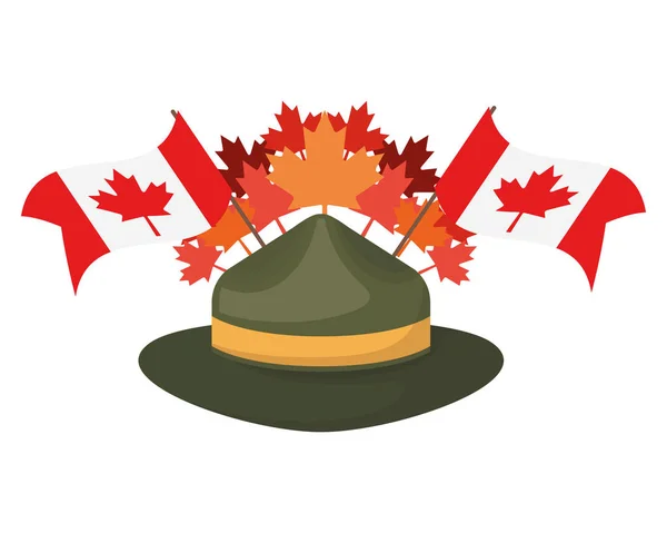 Maple Leaf hoed en Canada symbool ontwerp — Stockvector