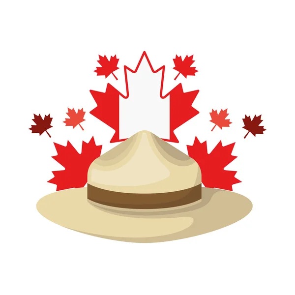 Maple leaf hat and canada symbol design — Stock Vector