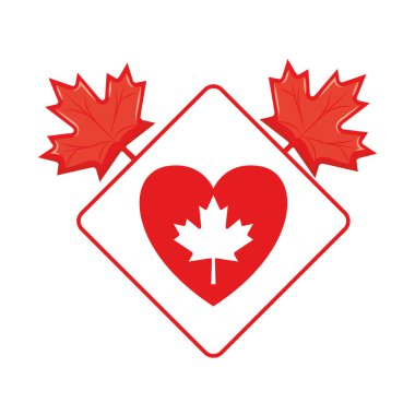 Akçaağaç yaprağı kalp ve kanada sembol tasarımı