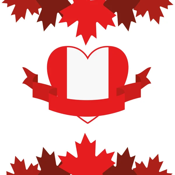 Maple Leaf hart en Canada symbool ontwerp — Stockvector