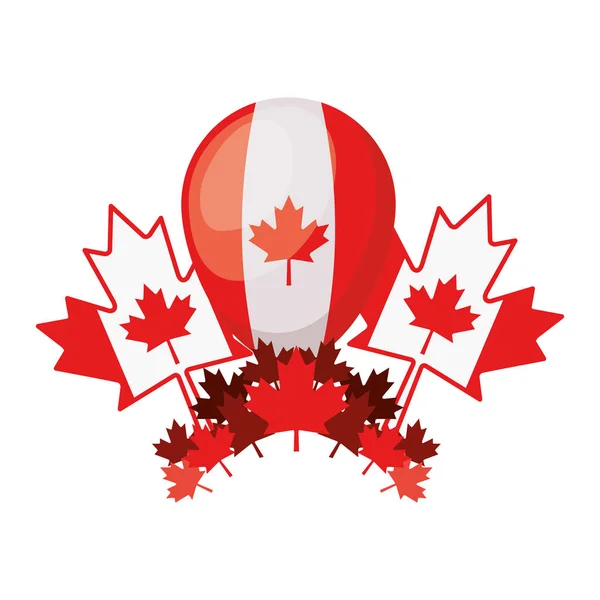 Maple leaf balloon and canada symbol design — Stock Vector