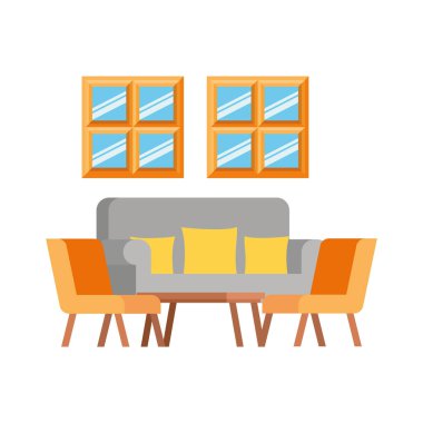 beyaz arka plan ile oturma odasında rahat kanepe