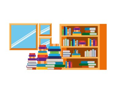 Kitap kanepe ve kitaplık ile Imprimirliving oda