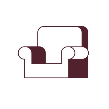 beyaz arka plan ile oturma odasında rahat kanepe silueti