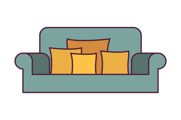Bequemes Sofa im Wohnzimmer mit weißem Hintergrund — Stockvektor