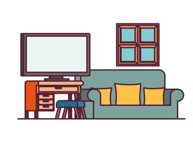 plazma tv ile oturma odasında rahat kanepe