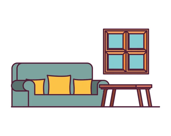 Удобный диван в гостиной с белым фоном — стоковый вектор