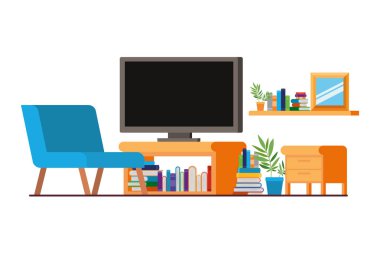 plazma tv ile oturma odasında rahat kanepe