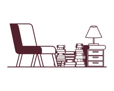 kanepe ve kitap yığını ile oturma odası