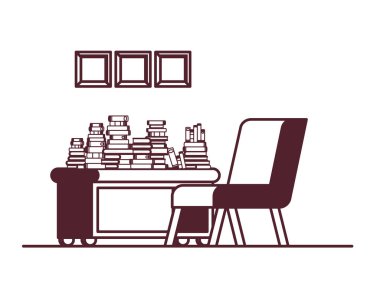 kanepe ve kitaplık ile oturma odası