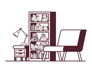 kanepe ve kitaplık ile oturma odası