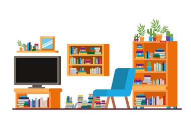 plazma tv ile oturma odasında rahat kanepe