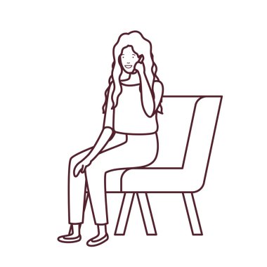 akıllı telefon ile sandalyede oturan kadın silueti