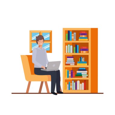 beyaz arka plan ile iş ofisinde oturan adam