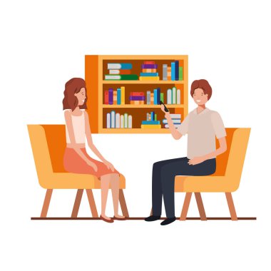 çift iş ofis avatar karakteri oturan