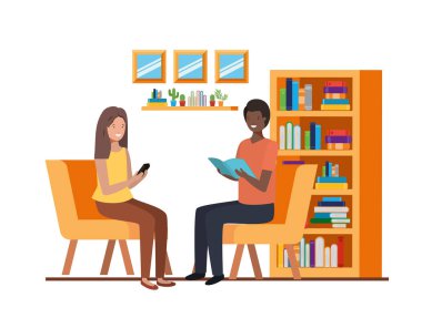 çift iş ofis avatar karakteri oturan