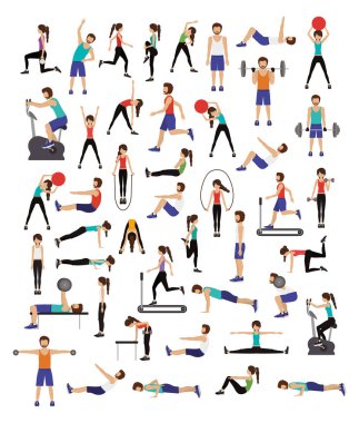 Egzersiz yapan bir adam seti