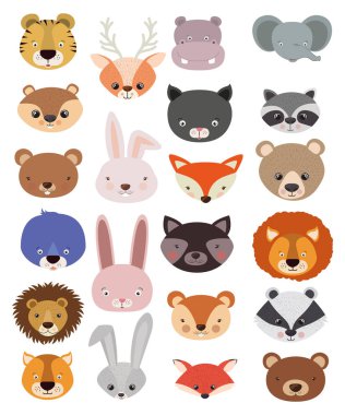 Animals Set in flat style, vector illustration clipart