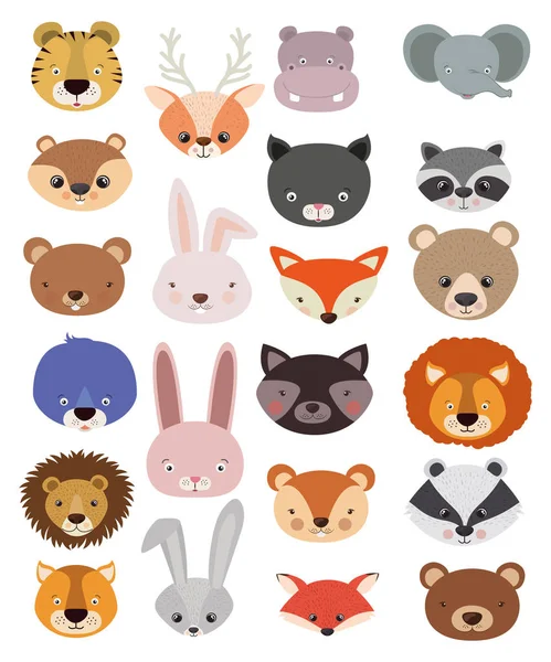 Animals Set in flat style, vector illustration — Stock Vector