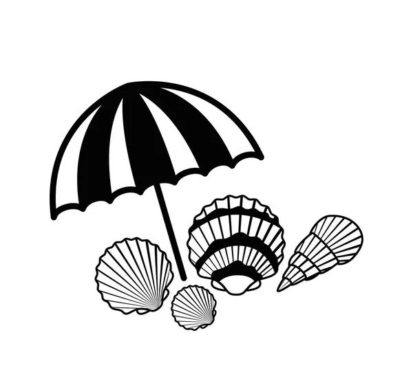Paraguas de playa para el icono de rayas de verano — Archivo Imágenes Vectoriales