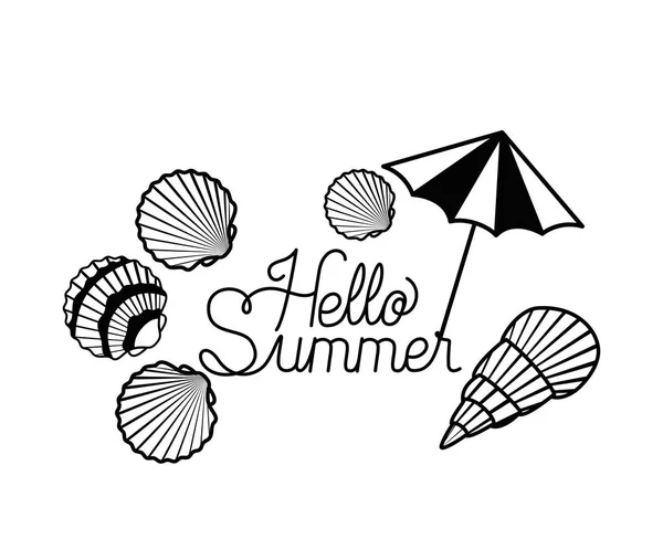Hola etiqueta de verano con fondo blanco — Archivo Imágenes Vectoriales