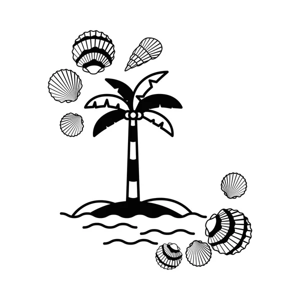 Palm träd med kokos i vit bakgrund — Stock vektor