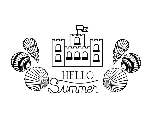 Hallo Sommer Etikett mit weißem Hintergrund — Stockvektor