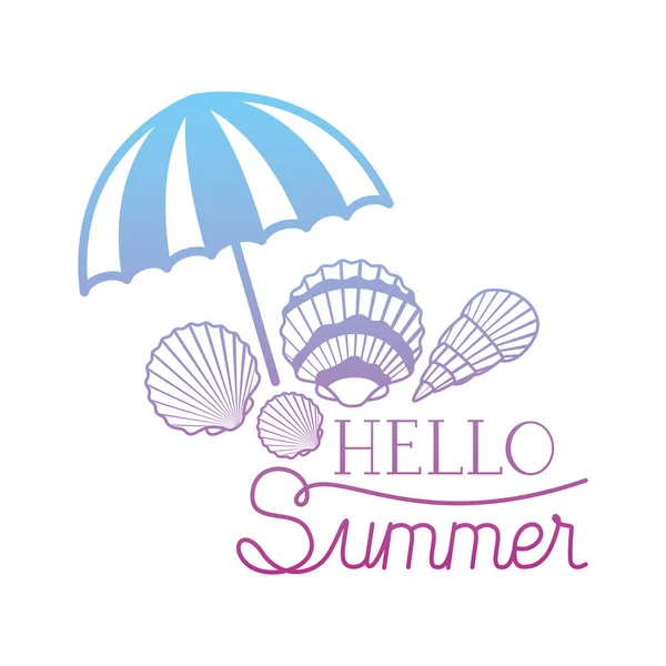 Hello Summer label met kleurrijke afbeelding — Stockvector